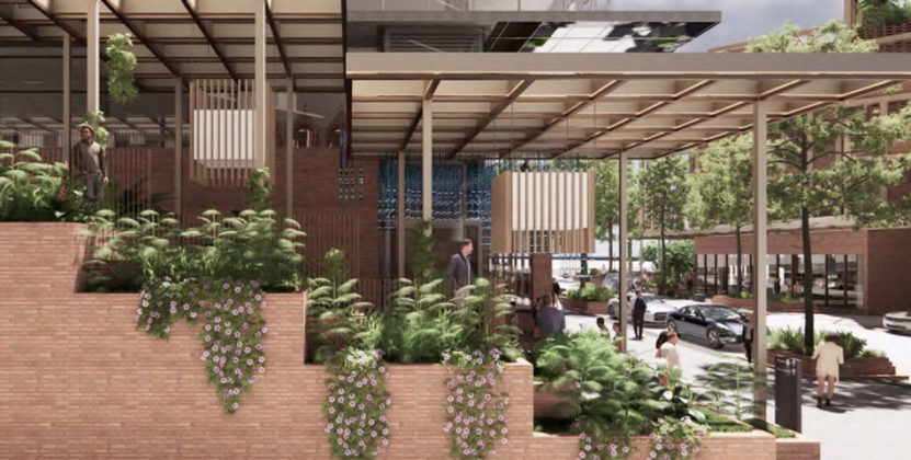 Architectural rendering of public realm space at Buranda TOD