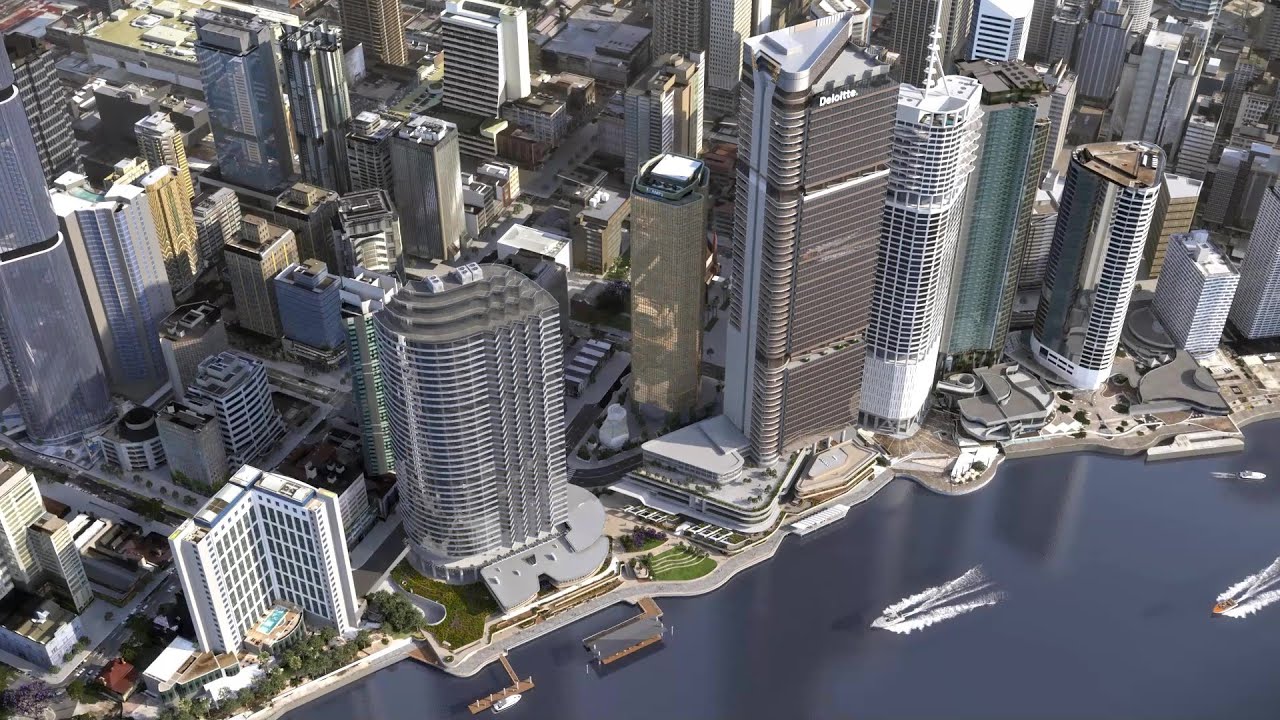 Flythrough of Waterfront Brisbane - A New 2.5 Billion Development