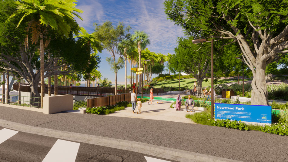 Architectural rendering of entrance to Newstead Park