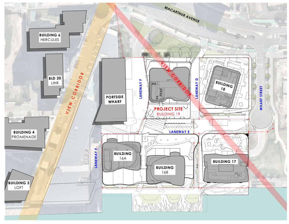 Site plan of Portside Wharf building 19