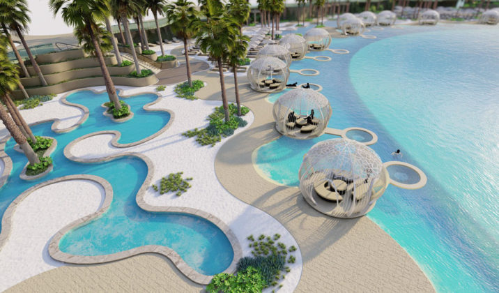 Architectural rendering of wave pool garden