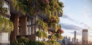 Architectural rendering of Aria's updated 'Urban Forest' proposal