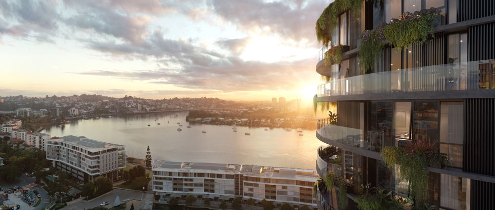 Architectural rendering of Mirvac's Stage 2 of Waterfront Newstead