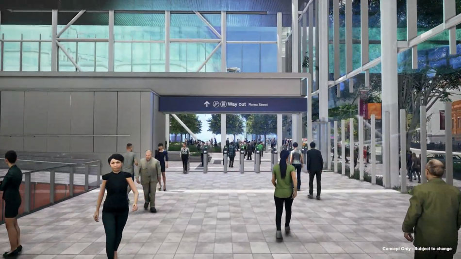 Architectural rendering of Roma Street Station entry