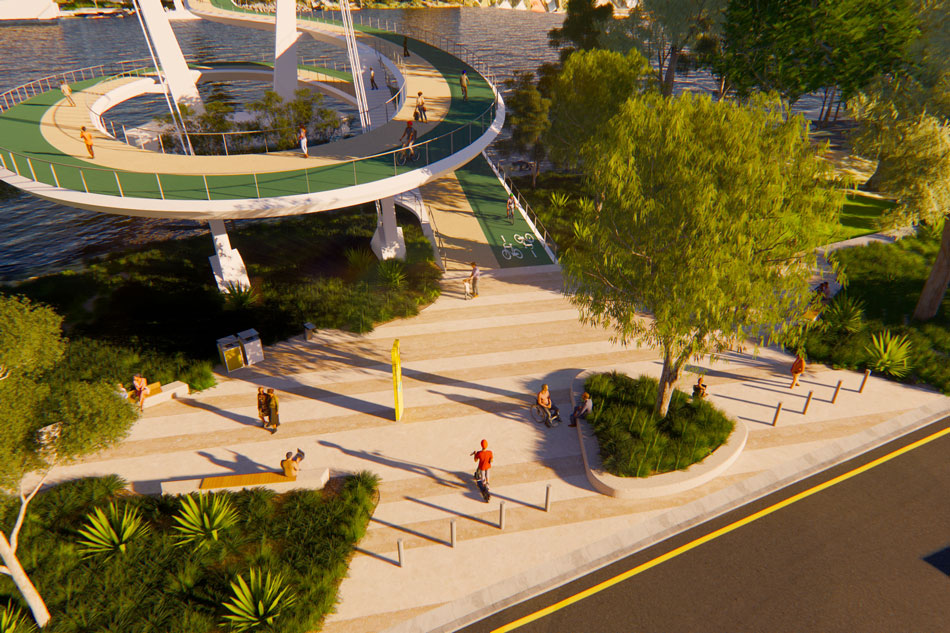 Architectural rendering of proposed St Lucia Bridge West End landing