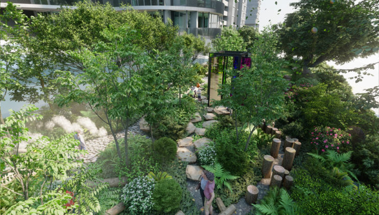 Architectural rendering of 'Secret Garden' within stage 7 of Pellicano's South City Square