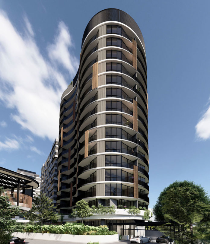 Architectural rendering of Pellicano's proposed stage 7 tower - part of South City Square in Woolloongabba