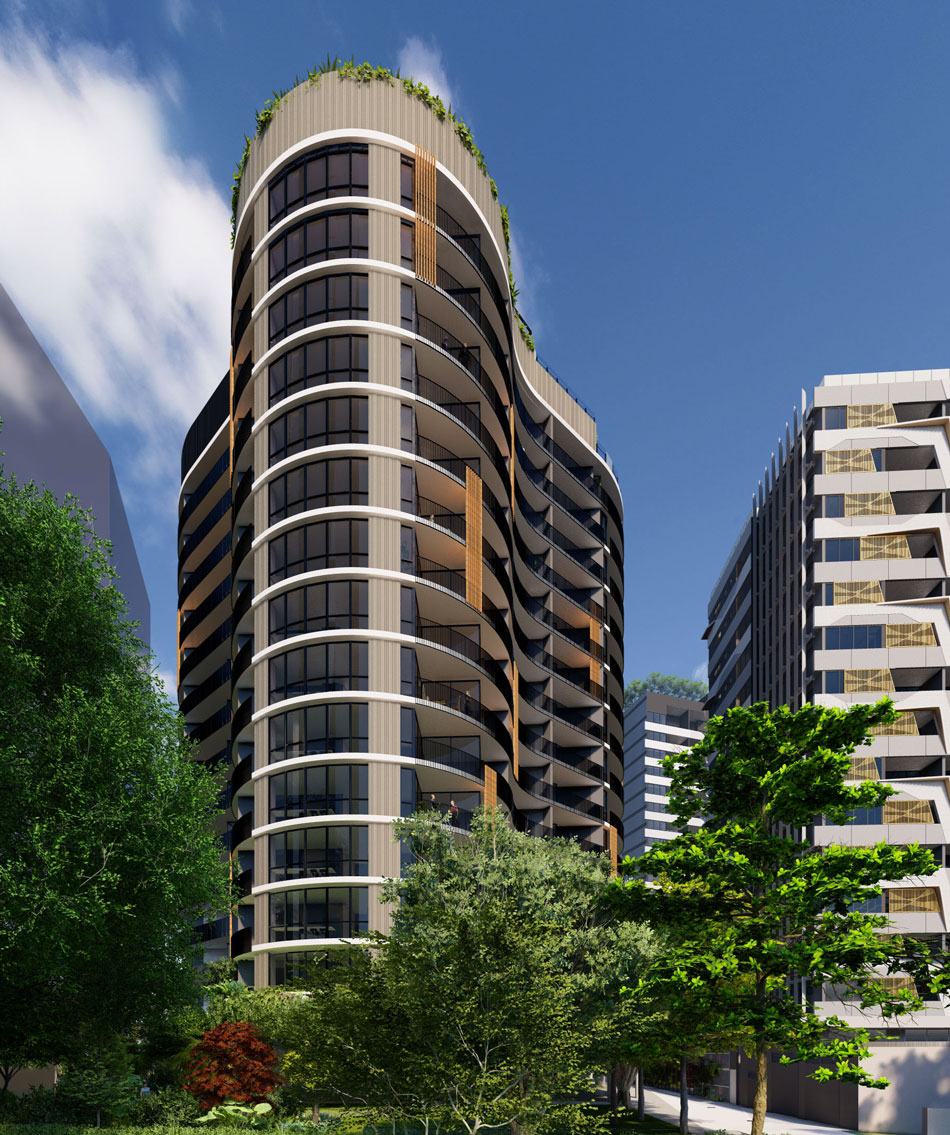 Architectual rendering of Pellicano's proposed stage 7 tower - part of South City Square in Woolloongabba