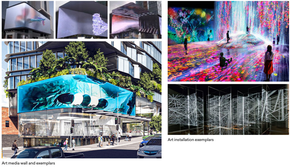 LED media art wall examples - part of 388 Brunswick Street, Fortitude Valley proposal