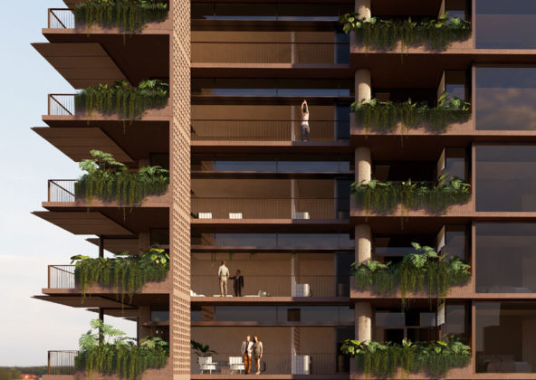 Architectural rendering of 23 Castlebar Street balconies