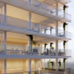 Architectural rendering of Fraser Property's Chester & Morse facade and balconies