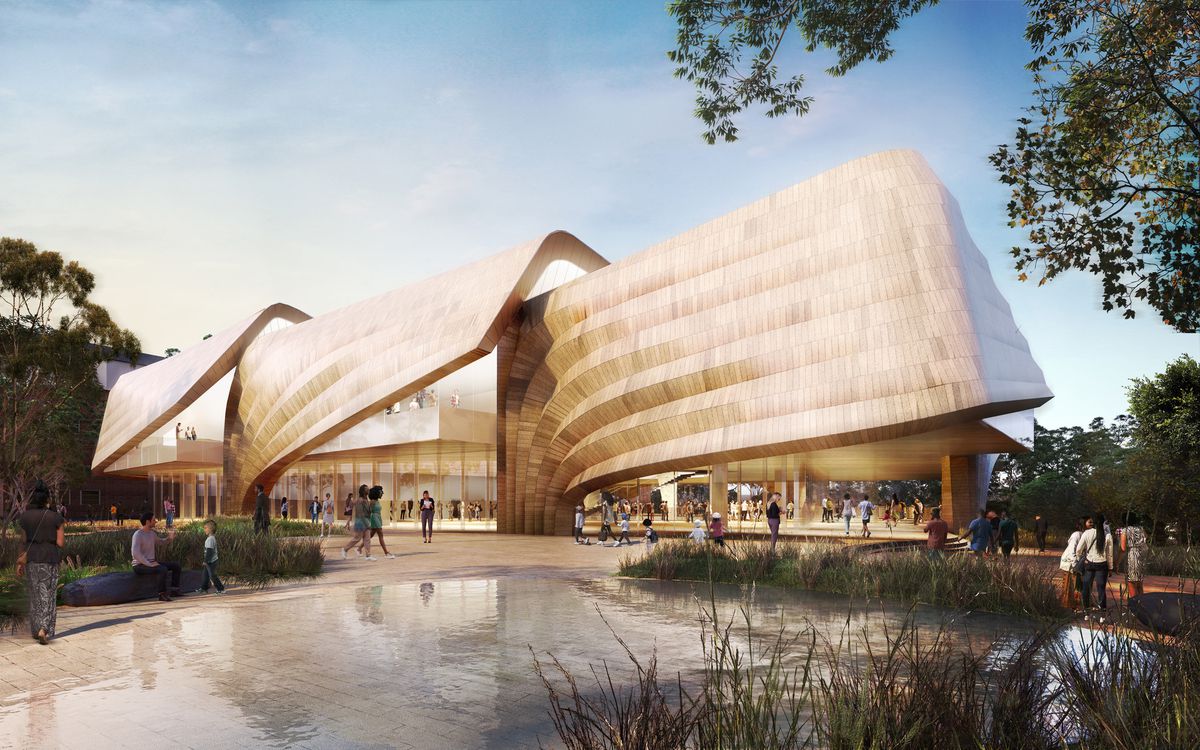Architectural rendering of Adelaide’s $200m Aboriginal Art and Cultures Centre (AACC), scheduled to open in 2025