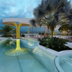 Architectural rendering of the rooftop pool deck of 'Nuage' in Woolloongabba