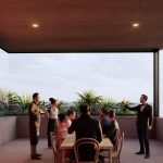 Architectural rendering of Aria's new project at 164-190 Melbourne St, South Brisbane showing the rooftop recreation area