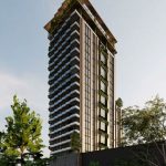 Architectural rendering of Aria's proposed residential tower at 58-62 Leopard St, Kangaroo Point