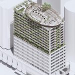 Rendering of Hyatt Place massing as part of South City Square, Woolloongabba