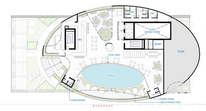 Architectural plan of Hyatt Place rooftop deck