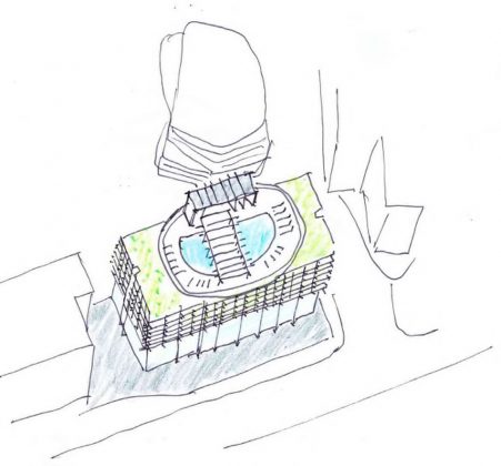 Sketch of Hyatt Place design idea by Woods Bagot