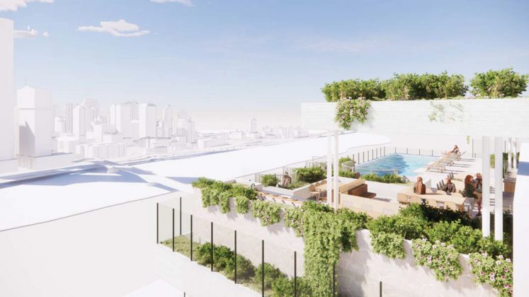 Architectural rendering of the rooftop of the proposed 37-41 Peel Street, South Brisbane