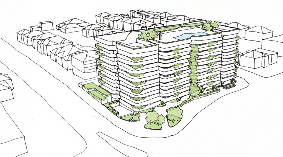 Architectural sketch of Mosaic Property Group's 89 Lytton Rd, East Brisbane development
