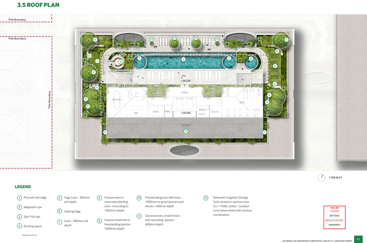 Rooftop landscaping plan by RPS Group