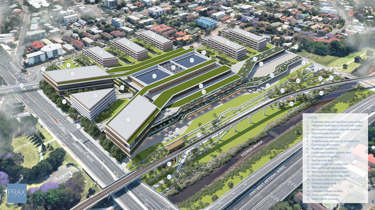 Overall Site View from South-West. A vision for Toombul. Source: PRAX