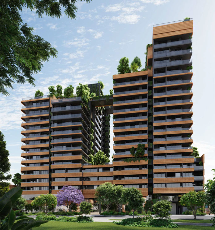 Architectural rendering of proposed 44 Ipswich Rd, residential BTR development