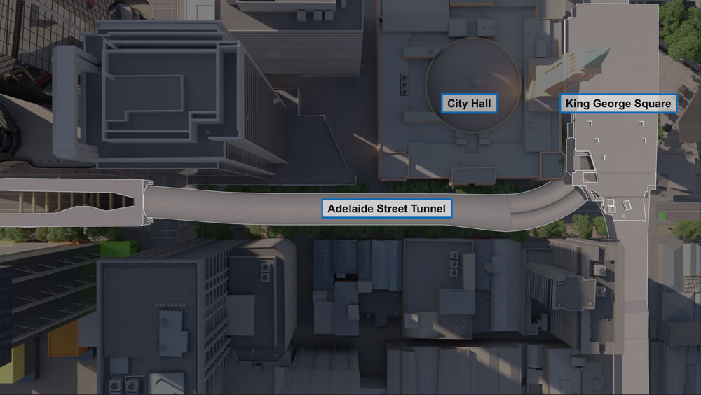 Architectural rendering of Adelaide Street tunnel length