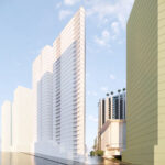 Architectural rendering of Pradella's new proposal at 37-39 Boundary St, South Brisbane showing view from Boundary St