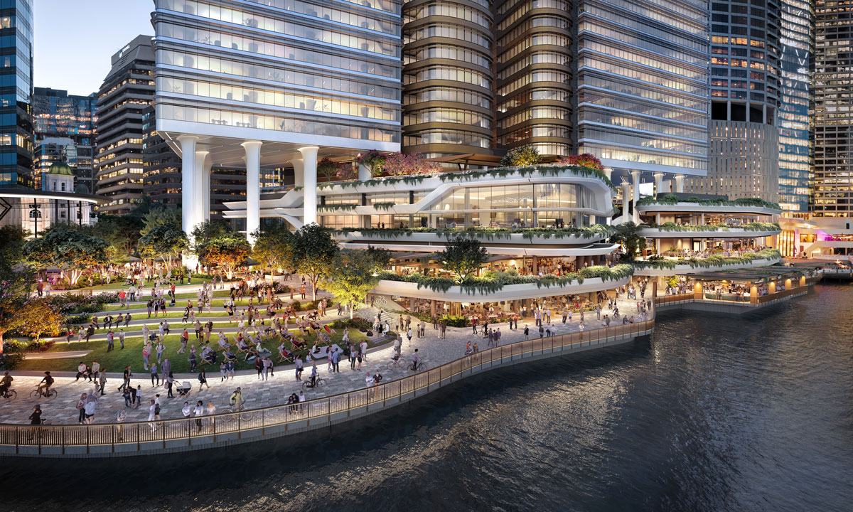 Architectural rendering of Dexus' $2.5 Billion Waterfront Brisbane development