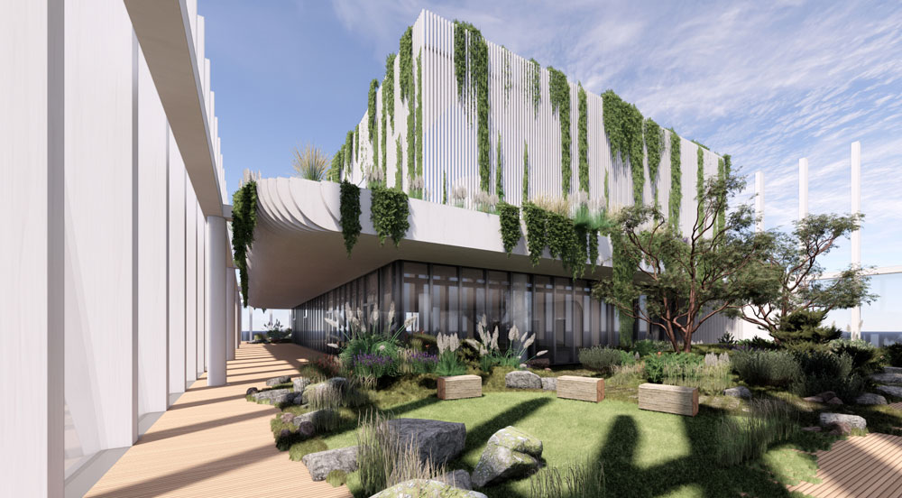 Architectural rendering of the rooftop outdoor space as part of QIC's proposed 'Rainforest Tower'