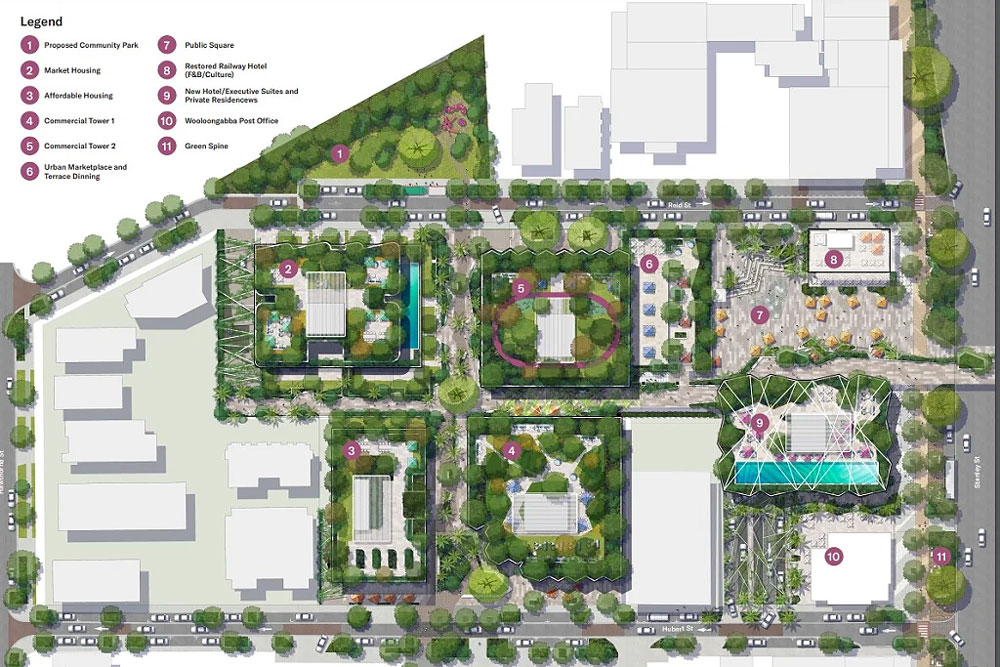 Masterplan of the proposed Station Square development at Woolloongabba