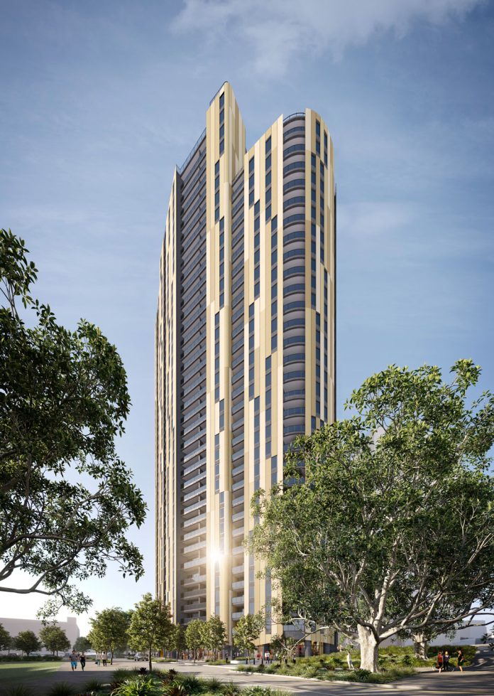 Architectural rendering of Lend Lease's Exhibition Quarter build-to-rent project at Brisbane Showgrounds