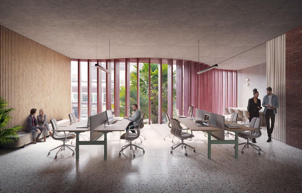 Architectural rendering of the internal office space at 43 Commercial Road, Newstead