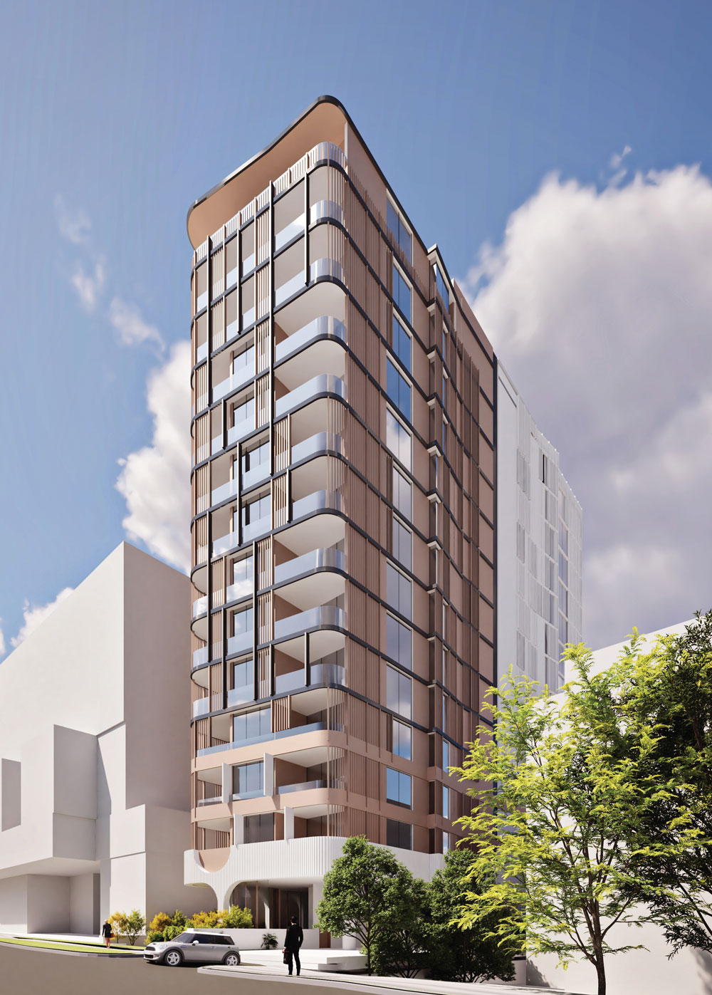 Architectural rendering of building 3 of Keylin's proposed built-to-rent development on Station Rd, Indooroopilly