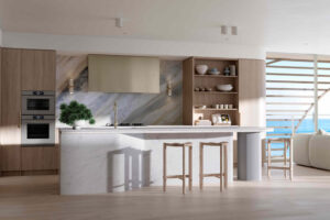 Architectural rendering of Burly Residences kitchen on the Gold Coast 