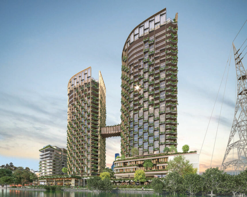 Architectural rendering of Kokoda Property's new Teneriffe riverside development