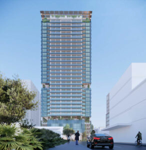 Architectural rendering of the proposed BTR & BTS towers at 801 Ann Street, Fortitude Valley
