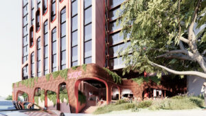 Architectural rendering of the new Scape development located at 41 Tribune St, South Brisbane 