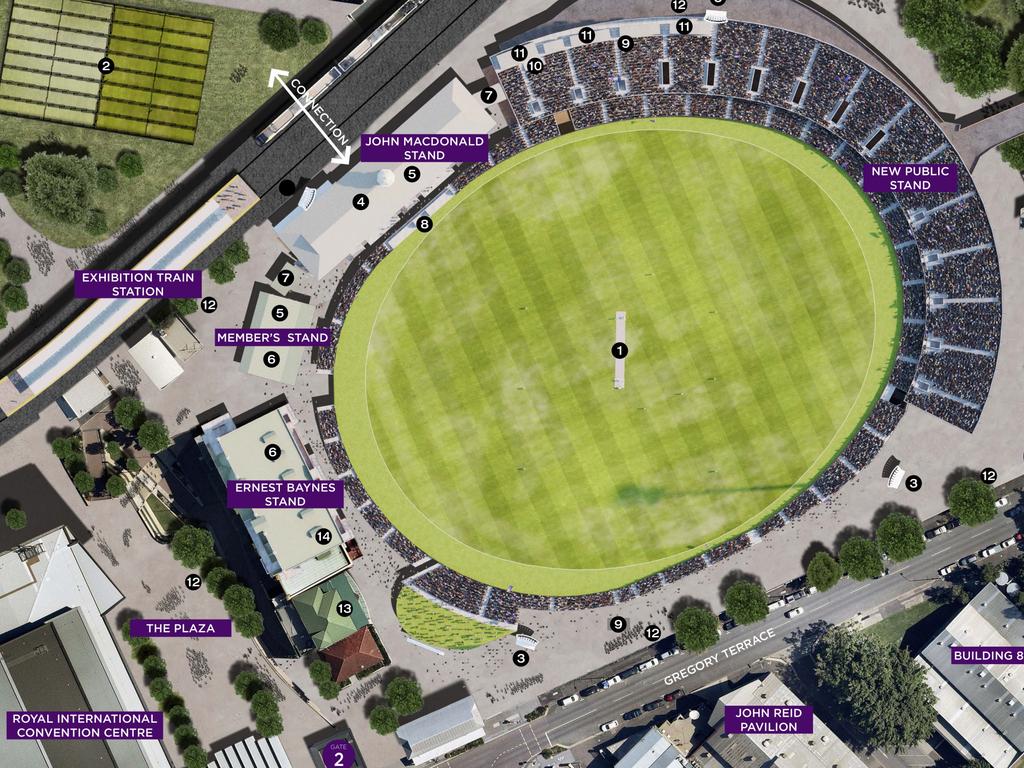 Plan of an upgraded RNA Showgrounds Stadium to 20,000 seats