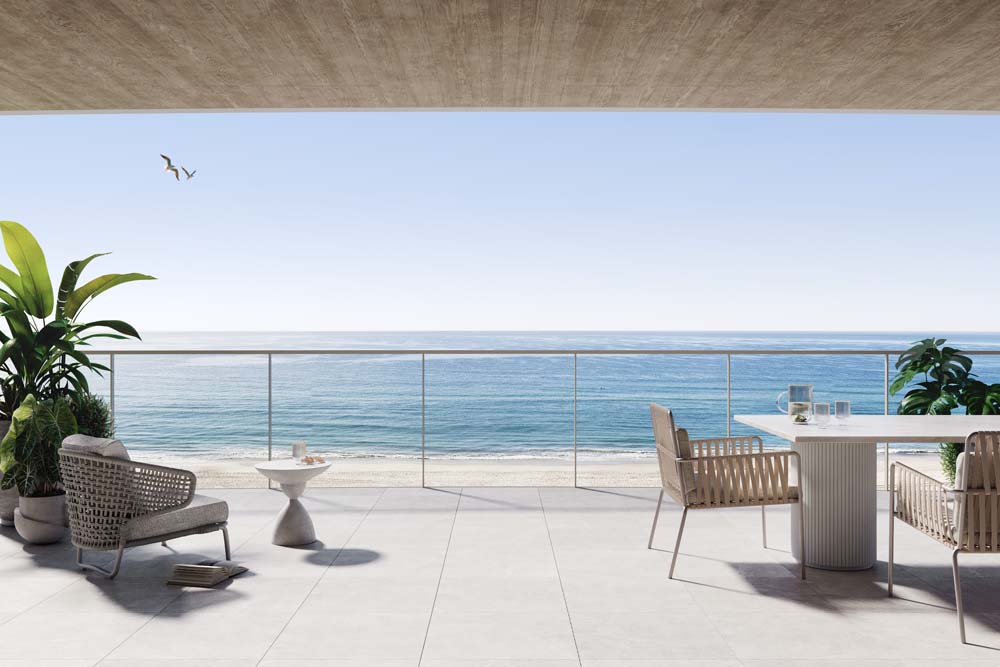 Architectural rendering of Burly Residences on the Gold Coast showing a balcony view