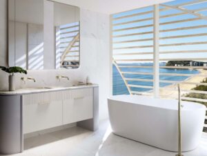 Architectural rendering of Burly Residences on the Gold Coast showing a bathroom view