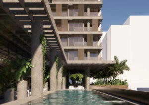 Architectural rendering of 1 Winn Street, Fortitude Valley showing the outdoor pool