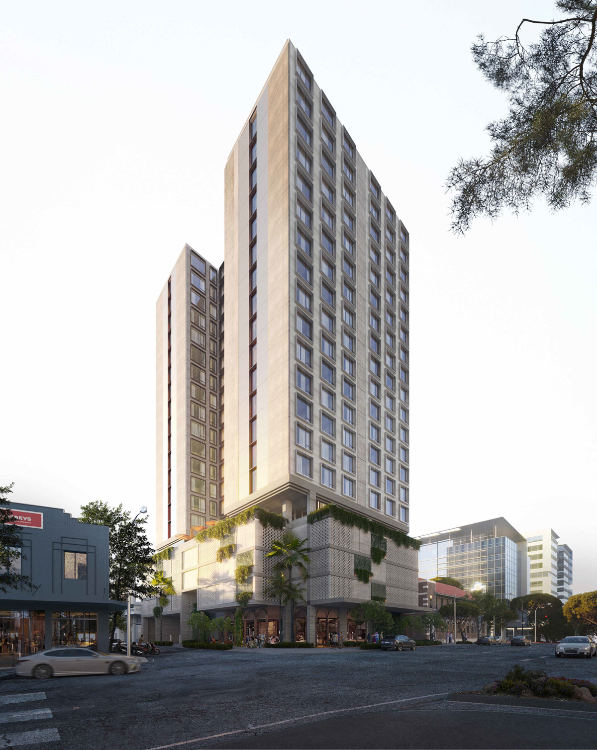 Architectural rendering of proposed 458 Wickham Street, Fortitude Valley