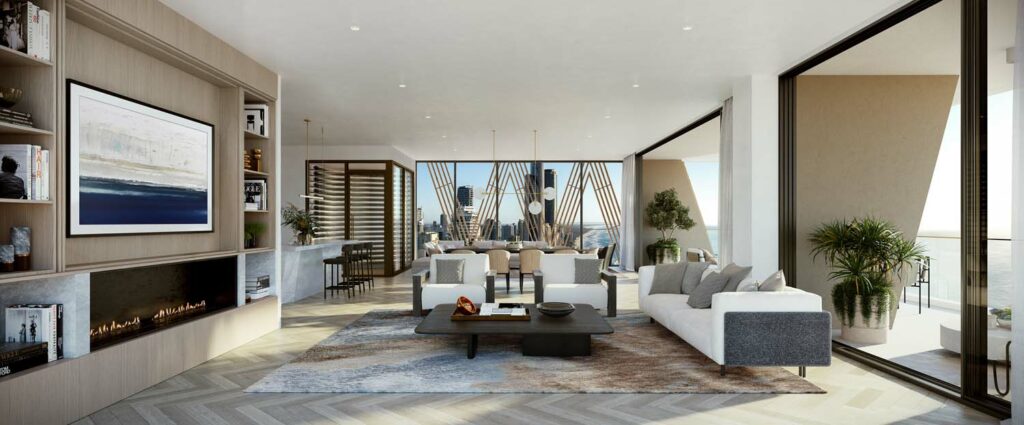 Architectural rendering of Escape Gold Coast showing a whole floor apartment interior 
