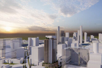 Architectural rendering of Stockwell's proposed development at 175 Melbourne Street, South Brisbane