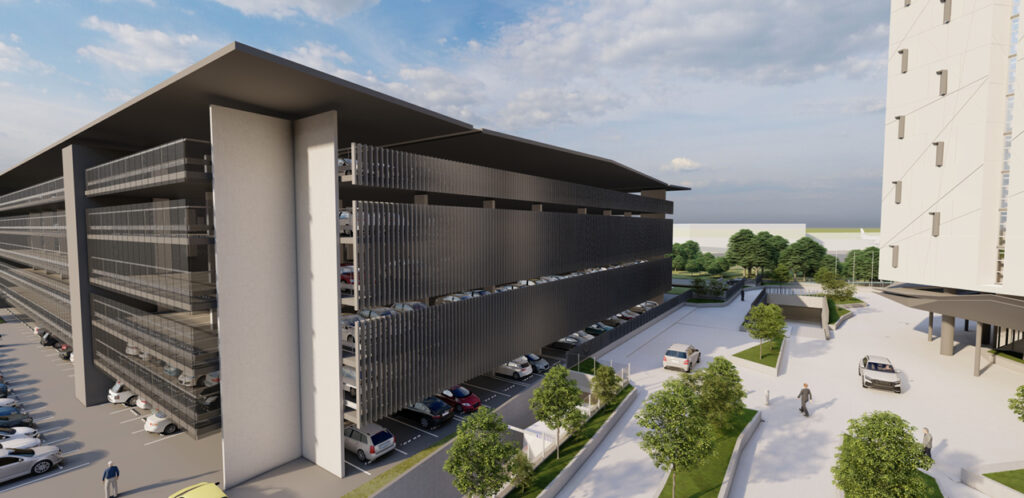 Architectural rendering of new domestic terminal car park 