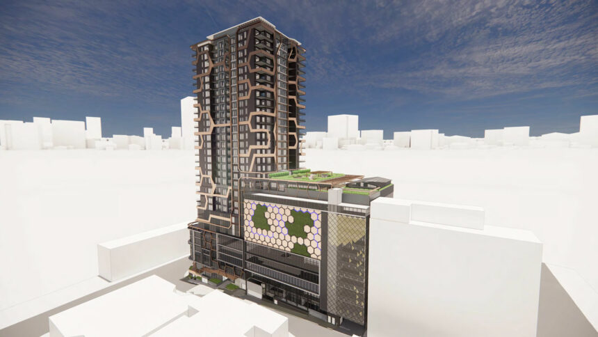 Architectural rendering of proposed BTR development at 15-21 Wren Street, Bowen Hills