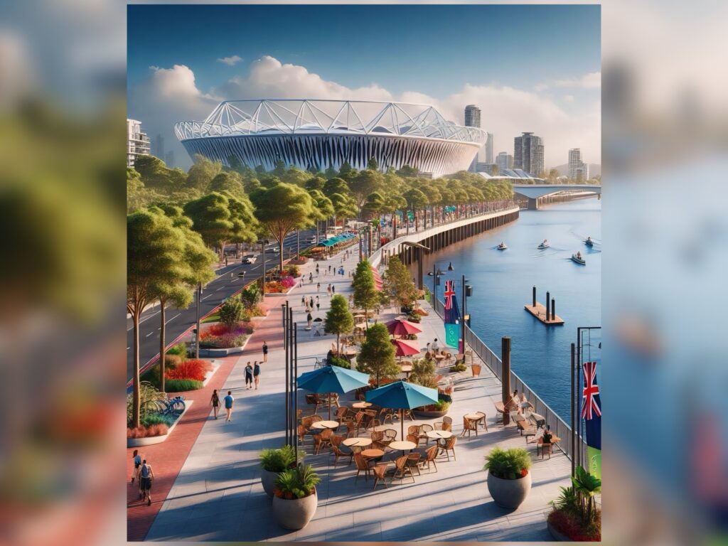 Concept drawing of a possible riverfront promenade at Northshore Olympic Park