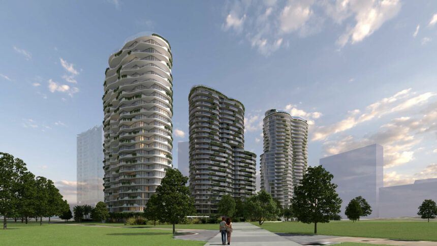 Architectural rendering of stage 3 of Mirvac's Sky Precinct at Newstead